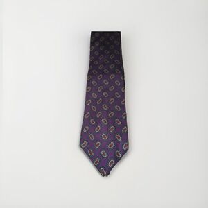 Paul Stuart Purple Paisley Silk Tie Italian Fabric Made USA Luxury‎ Necktie